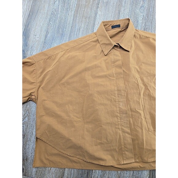 OSKLEN Oversized Shirt Jacket Shacket Women's S Camel Lightweight Cotton Collar - Picture 3 of 9